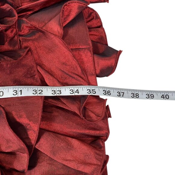 JS Collections Formal Ruffle Dress | 10 | Burgundy Taffeta | Holiday Party - Picture 13 of 13